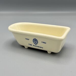 Vtg The Plaza 75th Anniv 1902 - 1982 Ceramic Bath Tub Figurine Soap Trinket Dish
